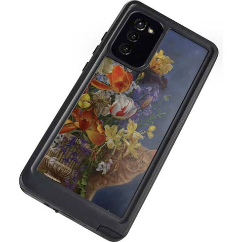 Tabby Cat with Flowers by Nene Thomas Galaxy Note20 5G Waterproof Case