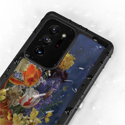 Tabby Cat with Flowers by Nene Thomas Galaxy Note20 Ultra 5G Waterproof Case