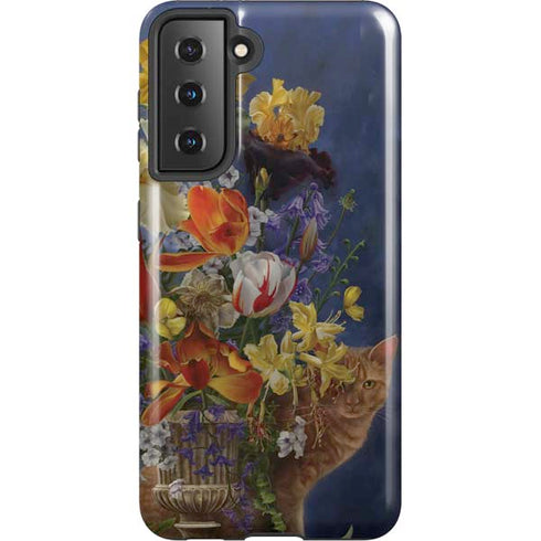 Tabby Cat with Flowers by Nene Thomas Galaxy S21 5G Pro Case