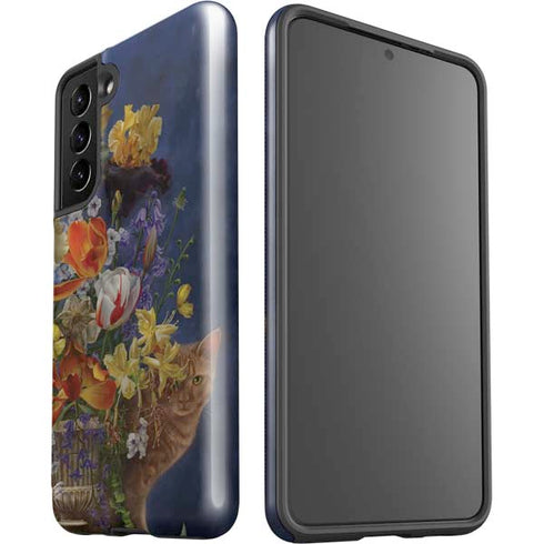 Tabby Cat with Flowers by Nene Thomas Galaxy S21 5G Pro Case