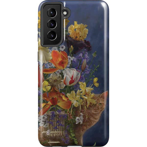 Tabby Cat with Flowers by Nene Thomas Galaxy S21 FE Pro Case