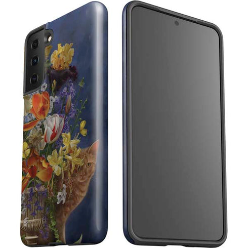 Tabby Cat with Flowers by Nene Thomas Galaxy S21 FE Pro Case