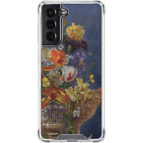 Tabby Cat with Flowers by Nene Thomas Galaxy S22 Clear Case
