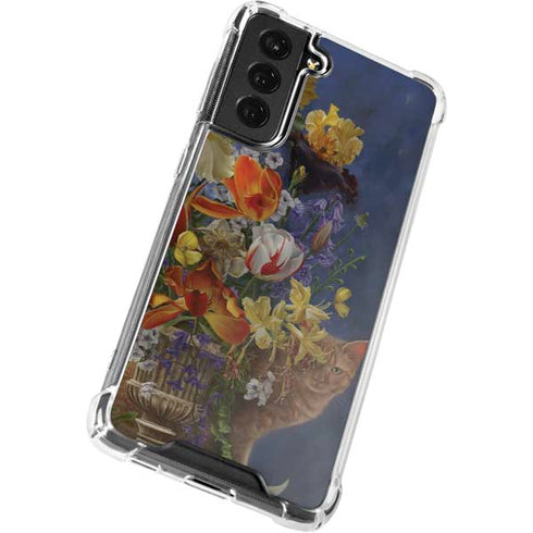 Tabby Cat with Flowers by Nene Thomas Galaxy S22 Plus Clear Case