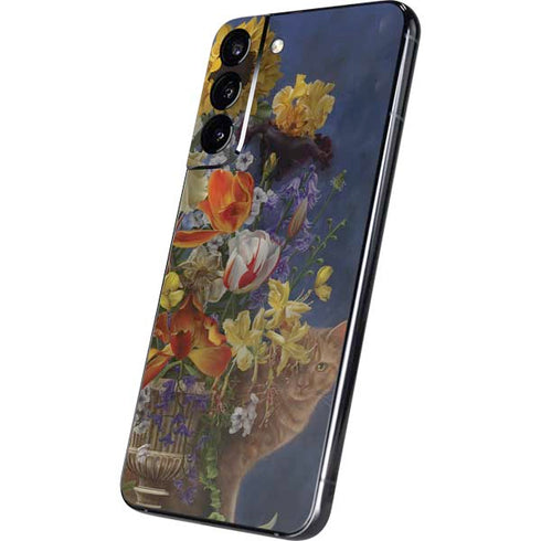 Tabby Cat with Flowers by Nene Thomas Galaxy S22 Plus Skin