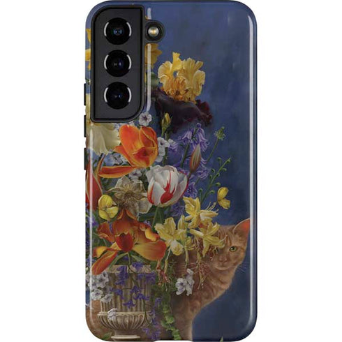 Tabby Cat with Flowers by Nene Thomas Galaxy S22 Pro Case