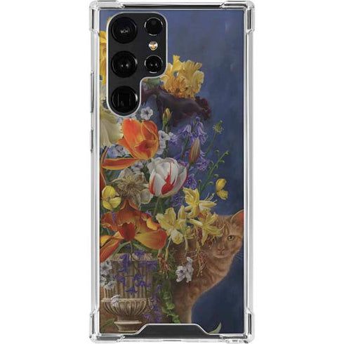 Tabby Cat with Flowers by Nene Thomas Galaxy S22 Ultra Clear Case