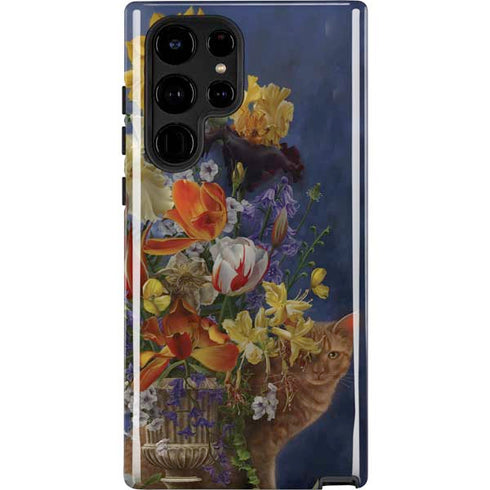 Tabby Cat with Flowers by Nene Thomas Galaxy S22 Ultra Pro Case