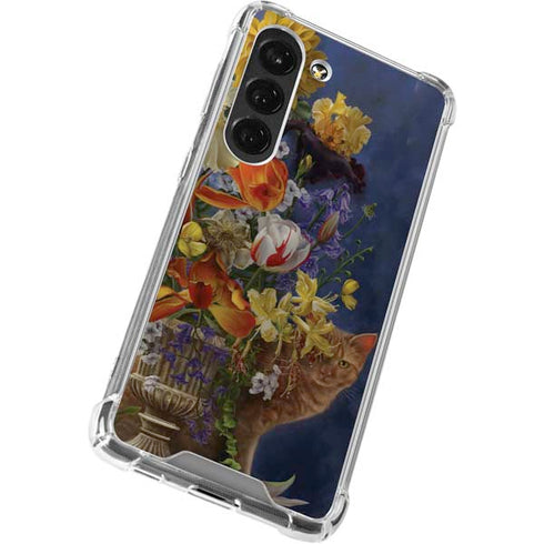 Tabby Cat with Flowers by Nene Thomas Galaxy S23 Clear Case