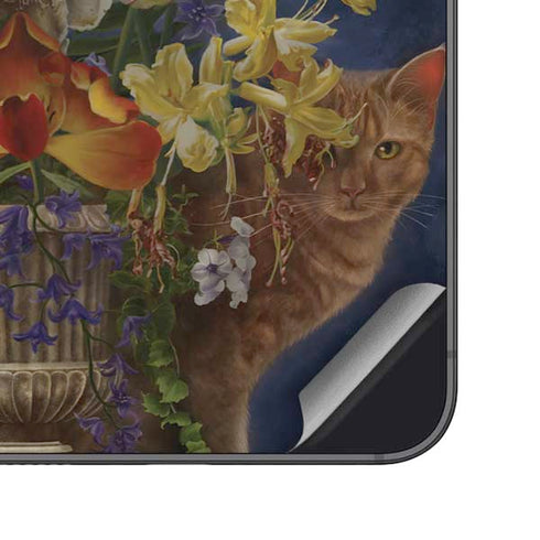 Tabby Cat with Flowers by Nene Thomas Galaxy S23 Skin