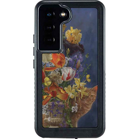 Tabby Cat with Flowers by Nene Thomas Galaxy S23 Waterproof Case