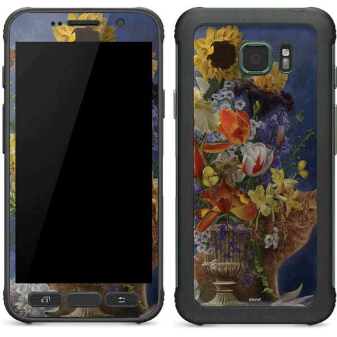 Tabby Cat with Flowers by Nene Thomas Galaxy S7 Active Skin