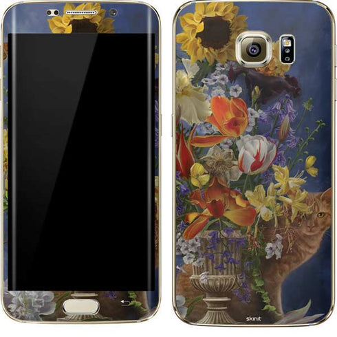 Tabby Cat with Flowers by Nene Thomas Galaxy S7 Edge Skin