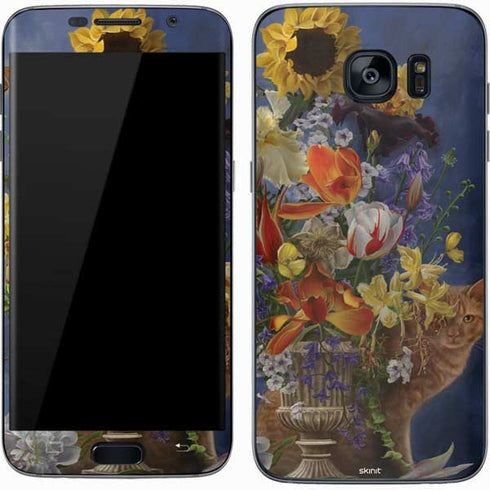 Tabby Cat with Flowers by Nene Thomas Galaxy S7 Skin