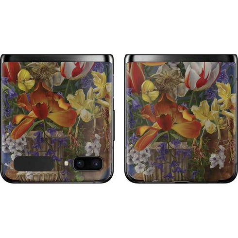 Tabby Cat with Flowers by Nene Thomas Galaxy Z Flip Skin