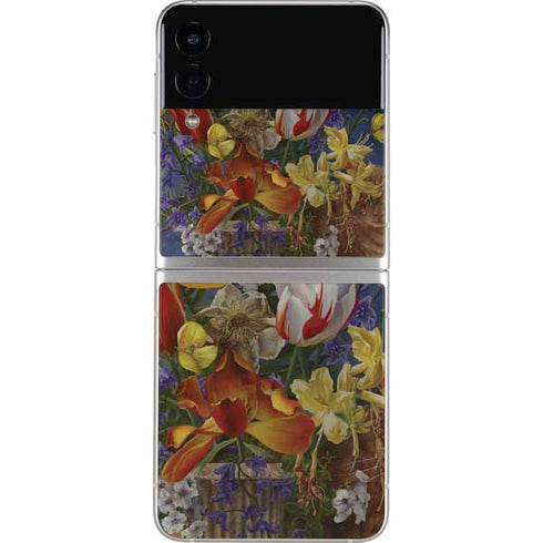 Tabby Cat with Flowers by Nene Thomas Galaxy Z Flip3 5G Skin