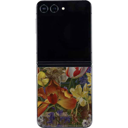Tabby Cat with Flowers by Nene Thomas Galaxy Z Flip5 5G Skin