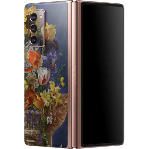 Tabby Cat with Flowers by Nene Thomas Galaxy Z Fold2 5G Skin