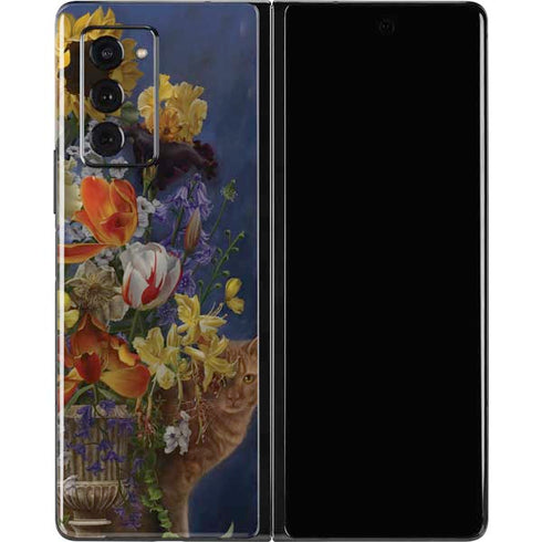 Tabby Cat with Flowers by Nene Thomas Galaxy Z Fold2 5G Skin