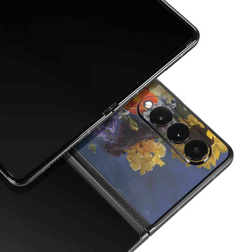 Tabby Cat with Flowers by Nene Thomas Galaxy Z Fold3 5G Skin
