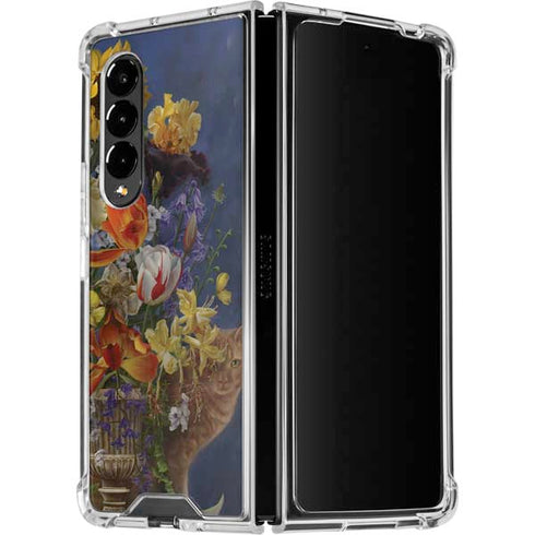 Tabby Cat with Flowers by Nene Thomas Galaxy Z Fold4 5G Clear Case
