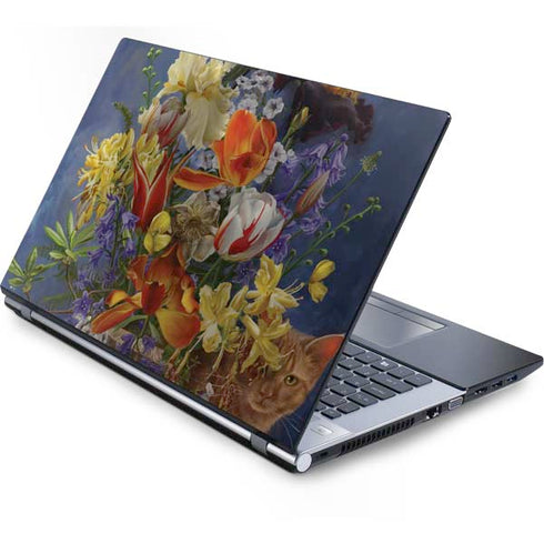 Tabby Cat with Flowers by Nene Thomas Generic Laptop Skin