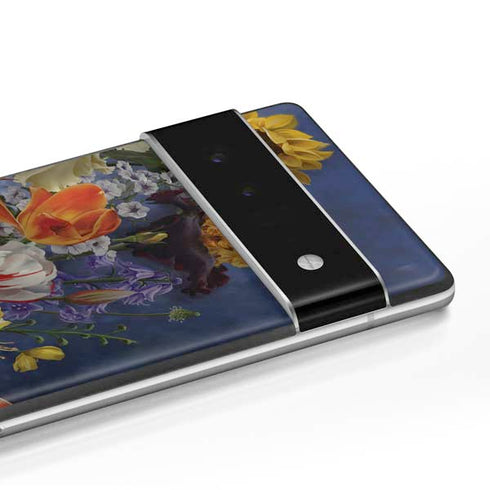 Tabby Cat with Flowers by Nene Thomas Google Pixel 6 Skin