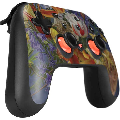 Tabby Cat with Flowers by Nene Thomas Google Stadia Controller Skin