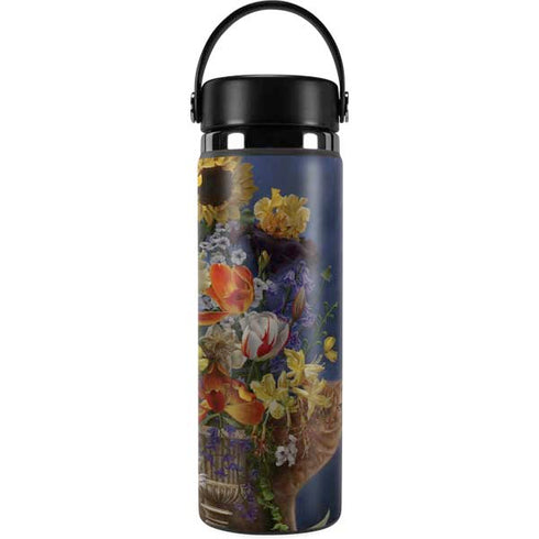 Tabby Cat with Flowers by Nene Thomas Hydro Flask 20oz Wide Mouth Skin