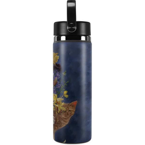 Tabby Cat with Flowers by Nene Thomas Hydro Flask 20oz Wide Mouth Skin