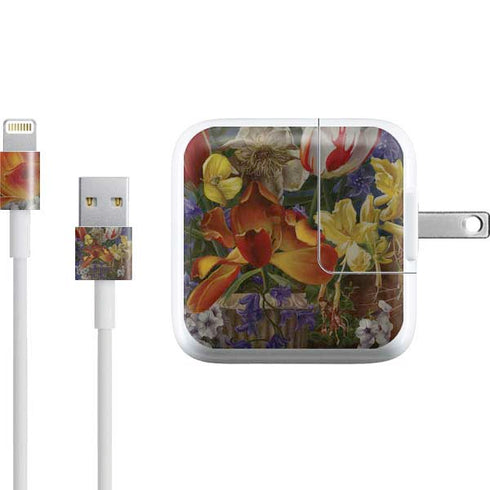 Tabby Cat with Flowers by Nene Thomas iPad Charger (10W USB) Skin