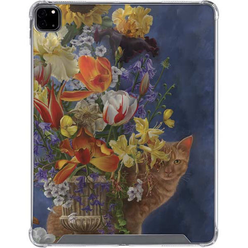 Tabby Cat with Flowers by Nene Thomas iPad Pro 12.9in (2020) Clear Case
