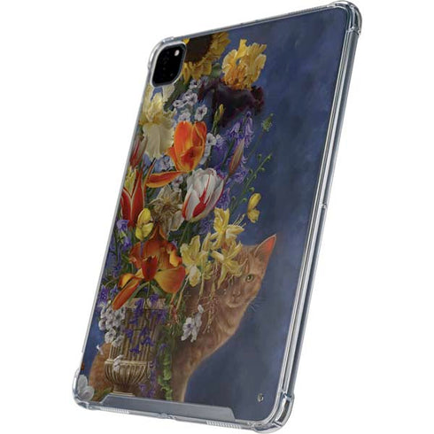 Tabby Cat with Flowers by Nene Thomas iPad Pro 12.9in (2020) Clear Case