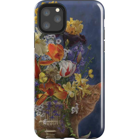 Tabby Cat with Flowers by Nene Thomas iPhone 11 Pro Max Impact Case
