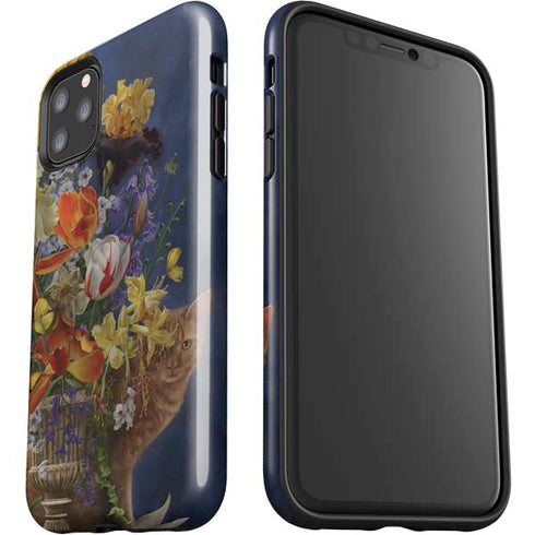 Tabby Cat with Flowers by Nene Thomas iPhone 11 Pro Max Impact Case