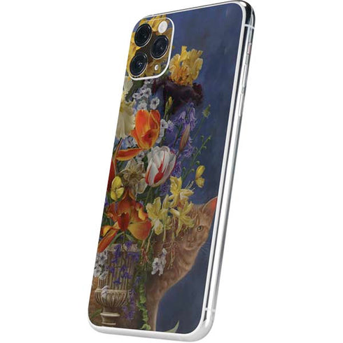 Tabby Cat with Flowers by Nene Thomas iPhone 11 Pro Max Skin