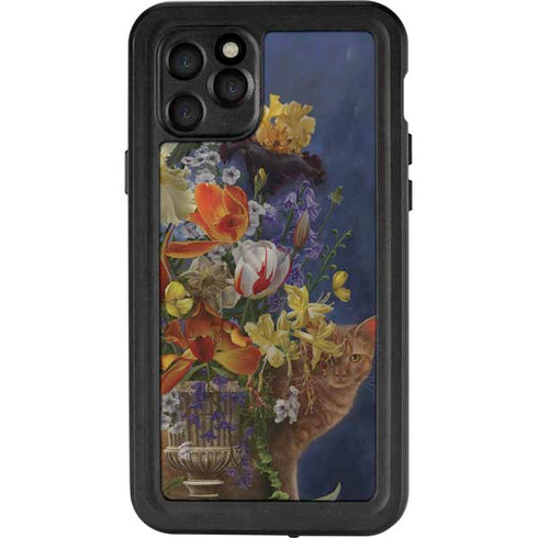 Tabby Cat with Flowers by Nene Thomas iPhone 11 Pro Waterproof Case