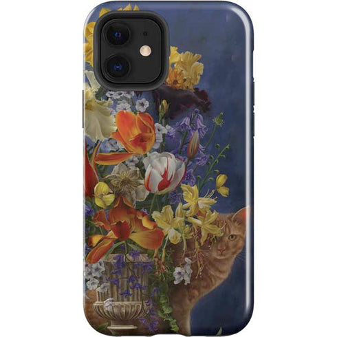 Tabby Cat with Flowers by Nene Thomas iPhone 12 Impact Case