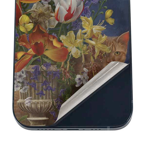 Tabby Cat with Flowers by Nene Thomas iPhone 12 Mini Skin