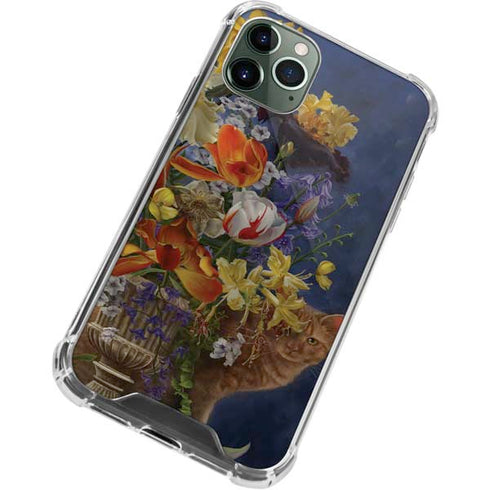 Tabby Cat with Flowers by Nene Thomas iPhone 12 Pro Clear Case