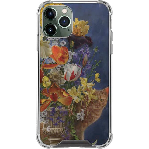 Tabby Cat with Flowers by Nene Thomas iPhone 12 Pro Max Clear Case