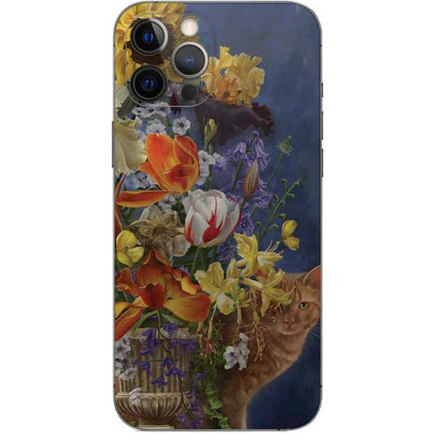 Tabby Cat with Flowers by Nene Thomas iPhone 12 Pro Max Skin