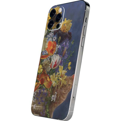Tabby Cat with Flowers by Nene Thomas iPhone 12 Pro Max Skin