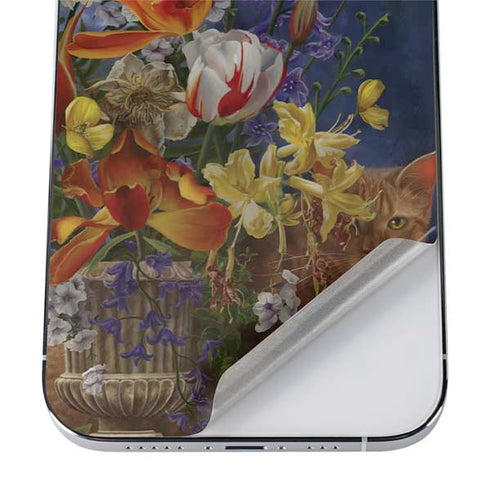 Tabby Cat with Flowers by Nene Thomas iPhone 12 Pro Max Skin