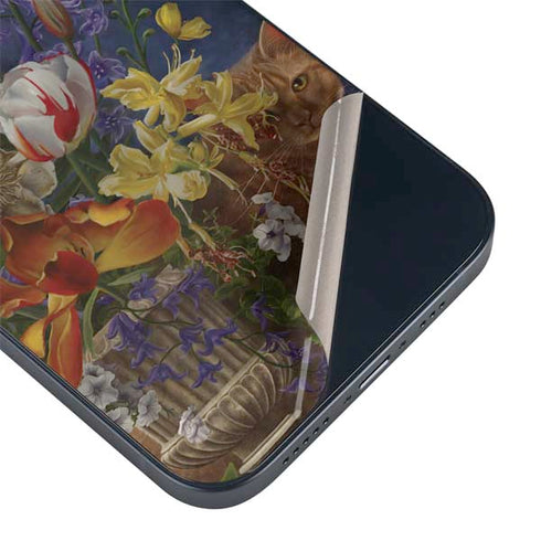 Tabby Cat with Flowers by Nene Thomas iPhone 13 Mini Skin