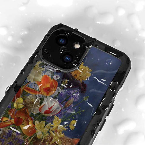 Tabby Cat with Flowers by Nene Thomas iPhone 13 Mini Waterproof Case