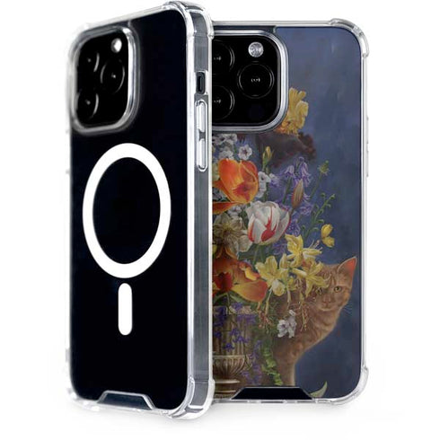 Tabby Cat with Flowers by Nene Thomas iPhone 13 Pro Max MagSafe Case