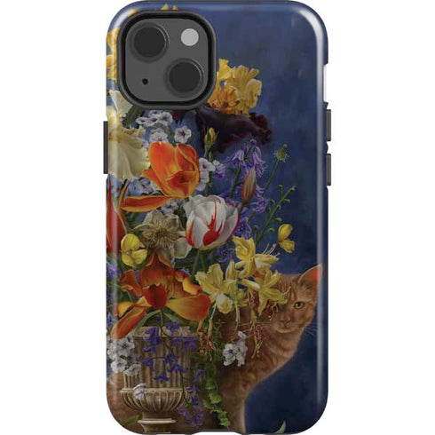 Tabby Cat with Flowers by Nene Thomas iPhone 15 Impact Case
