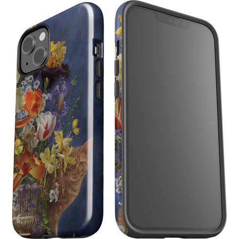 Tabby Cat with Flowers by Nene Thomas iPhone 15 Impact Case