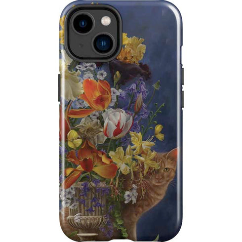 Tabby Cat with Flowers by Nene Thomas iPhone 14 Plus Impact Case